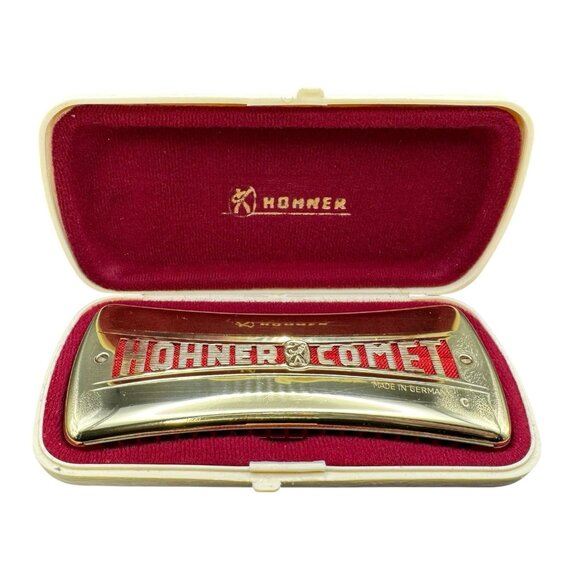 Vintage Hohner Comet Harmonica No. 3427 Key of C Gold Made in Germany w/ Case - Picture 1 of 9
